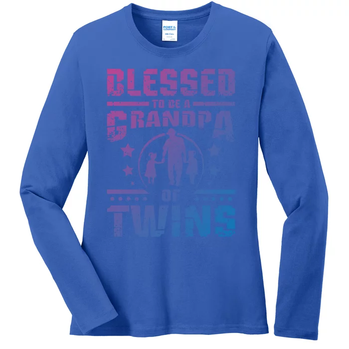 Blessed To Be A Grandpa Of Twins Gift Ladies Long Sleeve Shirt