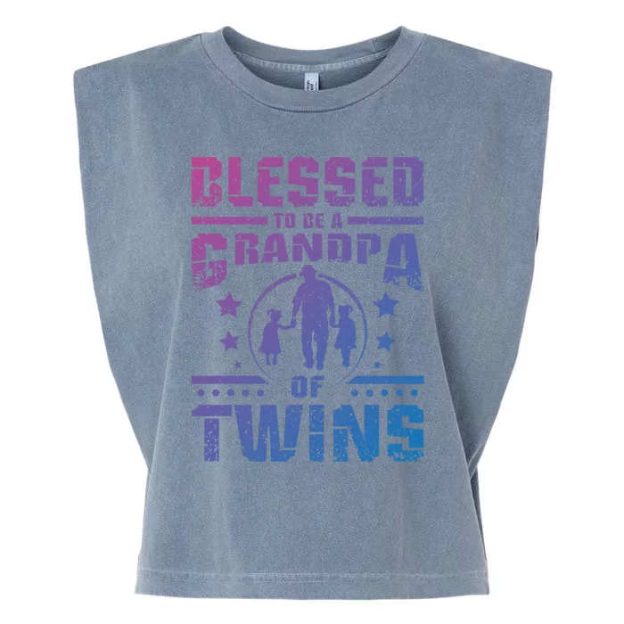 Blessed To Be A Grandpa Of Twins Gift Garment-Dyed Women's Muscle Tee