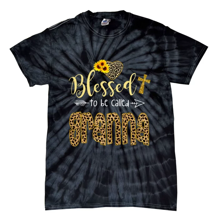 Blessed To Be Called Granna Leopard Sunflowers Tie-Dye T-Shirt