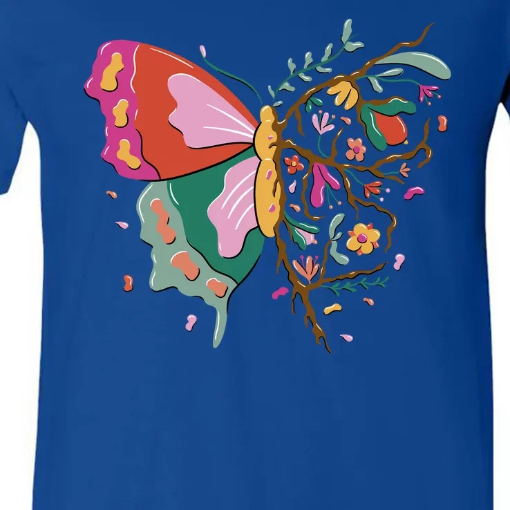 Butterfly Tree Branch V-Neck T-Shirt