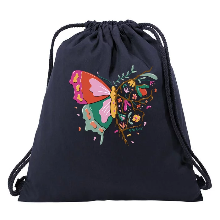 Butterfly Tree Branch Drawstring Bag