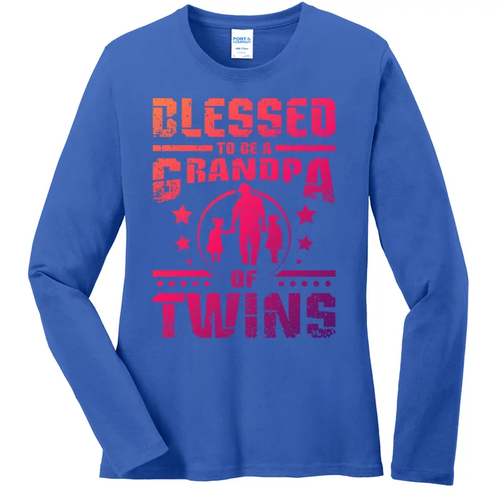 Blessed To Be A Grandpa Of Twins Gift Ladies Long Sleeve Shirt