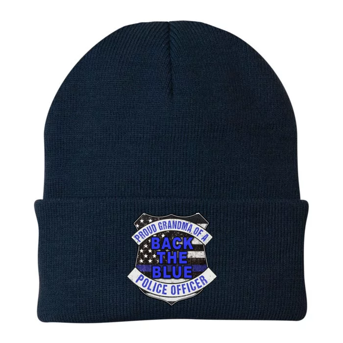 Back The Blue Thin Blue Line Proud Grandma Police Officer Cute Gift Knit Cap Winter Beanie