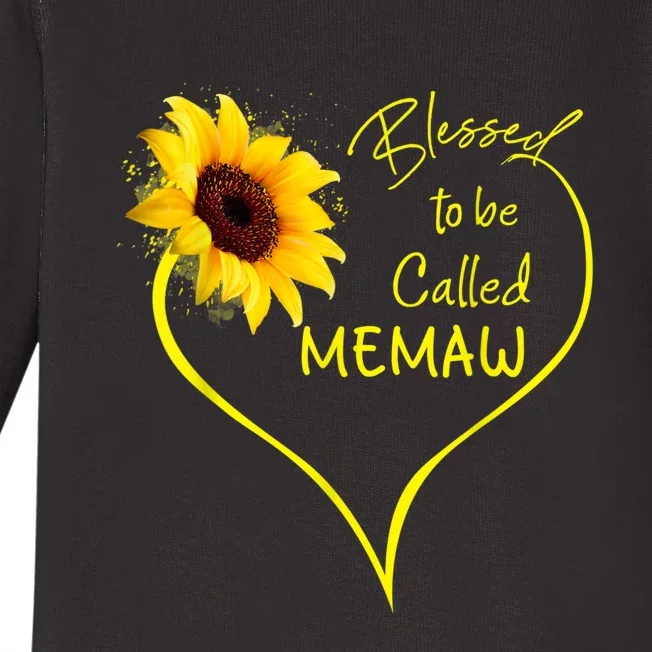 Blessed To Be Called Memaw Sunflower Heart Baby Long Sleeve Bodysuit