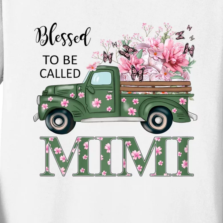 Blessed To Be Called Mimi Mother Day Birthday Christmas Mimi Kids Long Sleeve Shirt