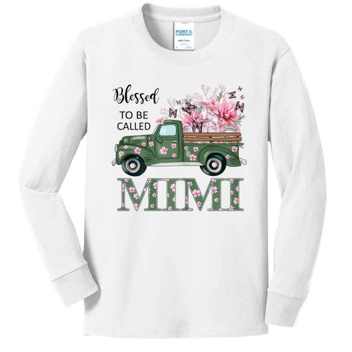 Blessed To Be Called Mimi Mother Day Birthday Christmas Mimi Kids Long Sleeve Shirt