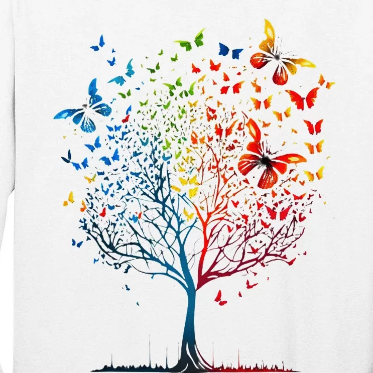 Butterfly Tree Beautiful Graphic Tall Long Sleeve T-Shirt