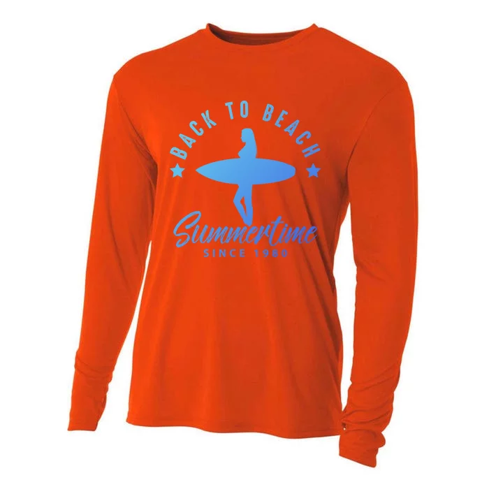 Back To Beach Summertime Surfing Gift Cooling Performance Long Sleeve Crew