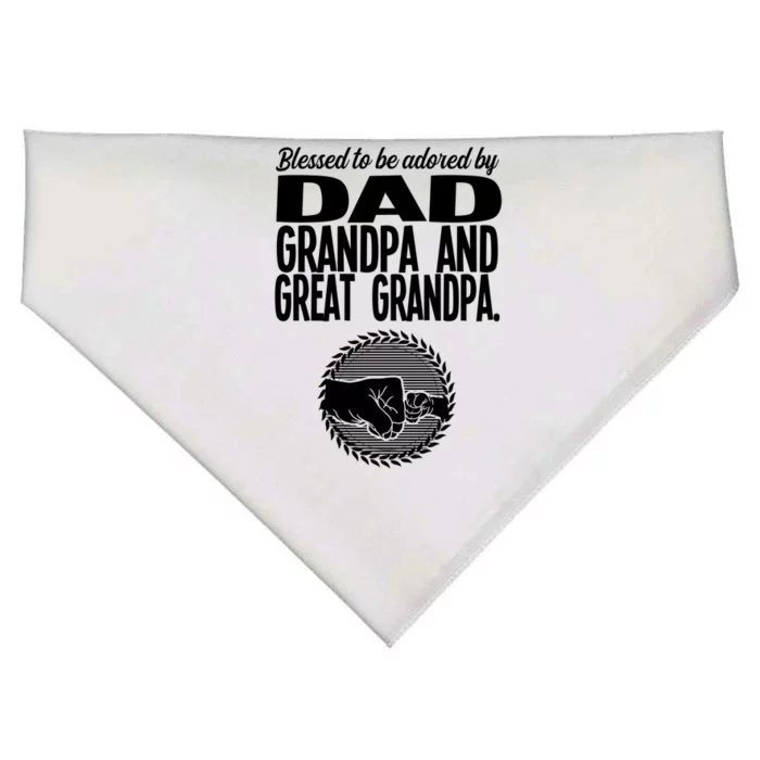 Blessed To Be Adored By Dad Grandpa Grandfather Gift USA-Made Doggie Bandana