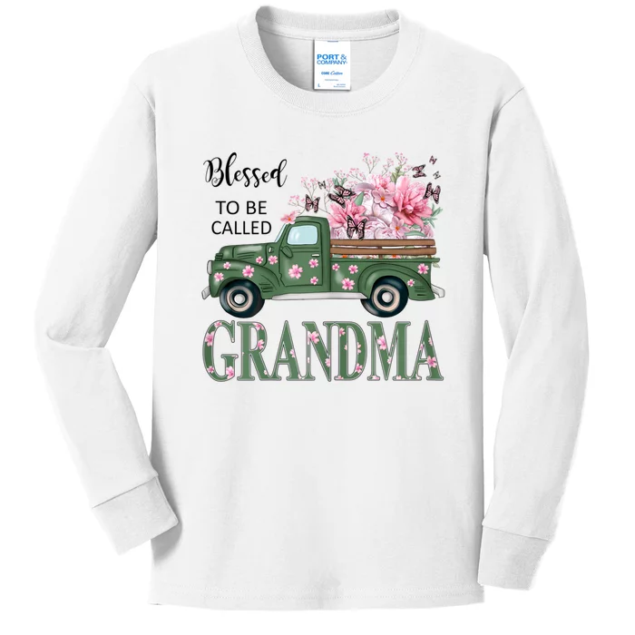 Blessed To Be Called Grandma Mother Day Birthday Christmas Kids Long Sleeve Shirt