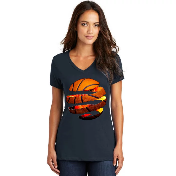 Basketball Tear Women's V-Neck T-Shirt