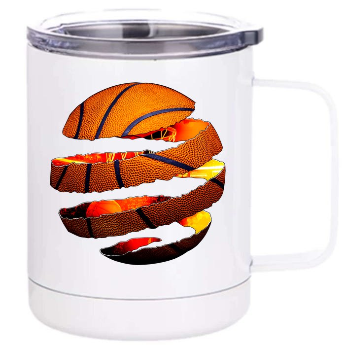 Basketball Tear Front & Back 12oz Stainless Steel Tumbler Cup