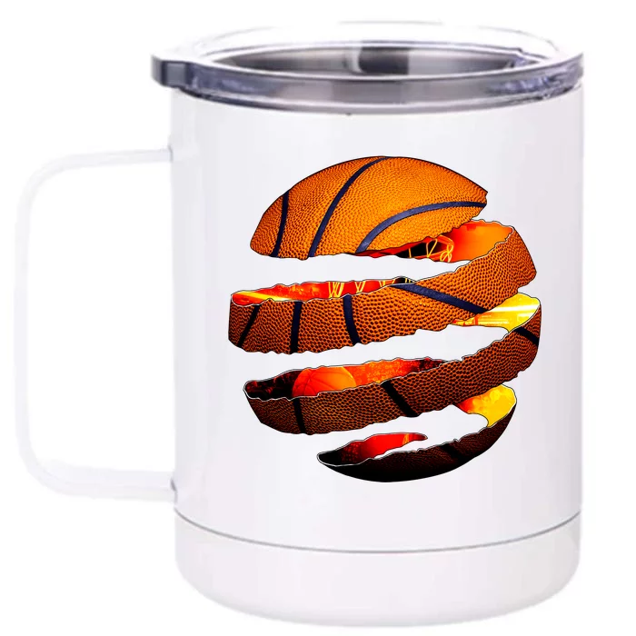 Basketball Tear Front & Back 12oz Stainless Steel Tumbler Cup