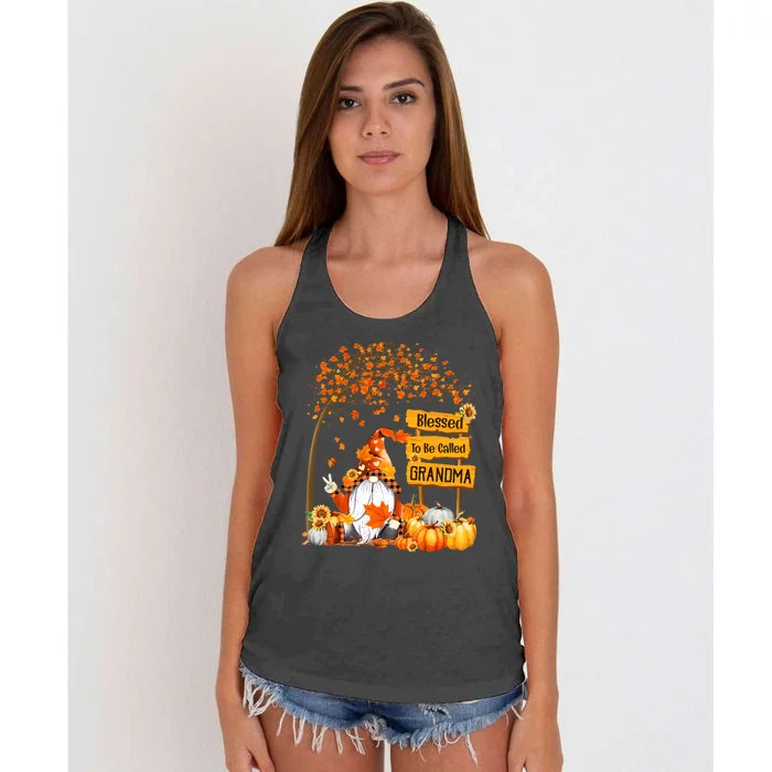 Blessed To Be Called Grandma Fall Gnome Thanksgiving Women's Knotted Racerback Tank