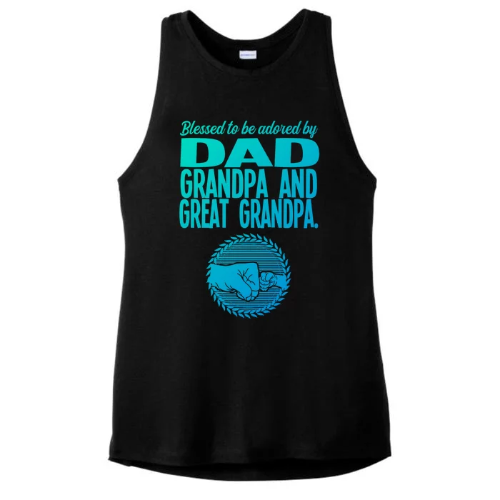 Blessed To Be Adored By Dad Grandpa Grandfather Gift Ladies Tri-Blend Wicking Tank