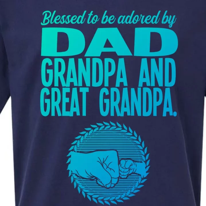 Blessed To Be Adored By Dad Grandpa Grandfather Gift Sueded Cloud Jersey T-Shirt