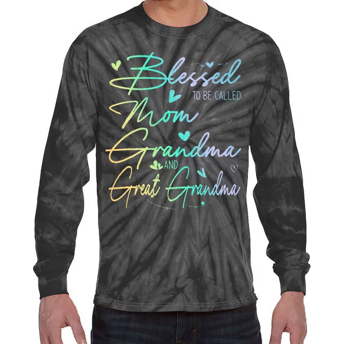 Blessed To Be Called Mom Grandma Tie-Dye Long Sleeve Shirt