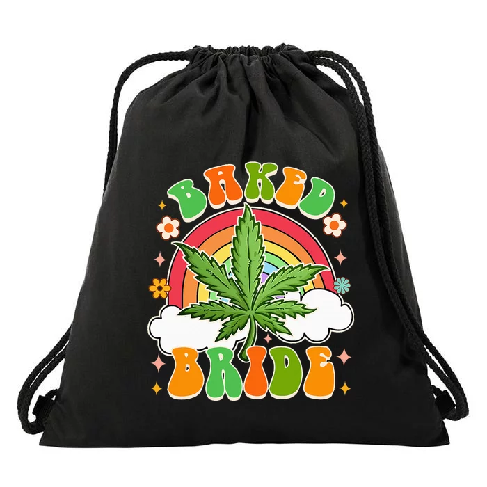 Bride To Be Cannabis Weed Lover Baked Bride Bachelorette Drawstring Bag