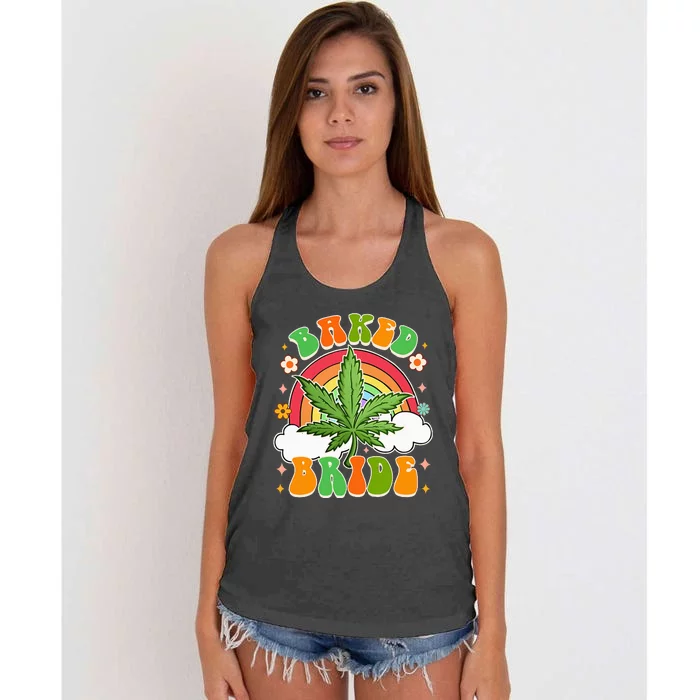 Bride To Be Cannabis Weed Lover Baked Bride Bachelorette Women's Knotted Racerback Tank