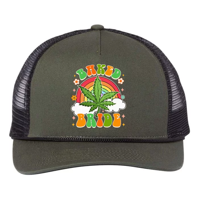 Bride To Be Cannabis Weed Lover Baked Bride Bachelorette Retro Rope Trucker Hat Cap