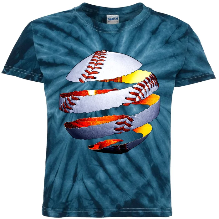 Baseball Tear Kids Tie-Dye T-Shirt