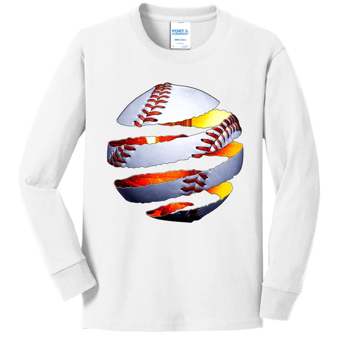 Baseball Tear Kids Long Sleeve Shirt