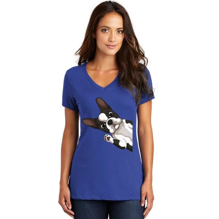 Boston Terrier Bostie Dog Women's V-Neck T-Shirt