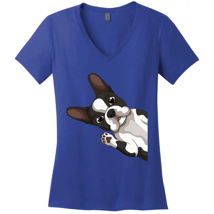 Boston Terrier Bostie Dog Women's V-Neck T-Shirt