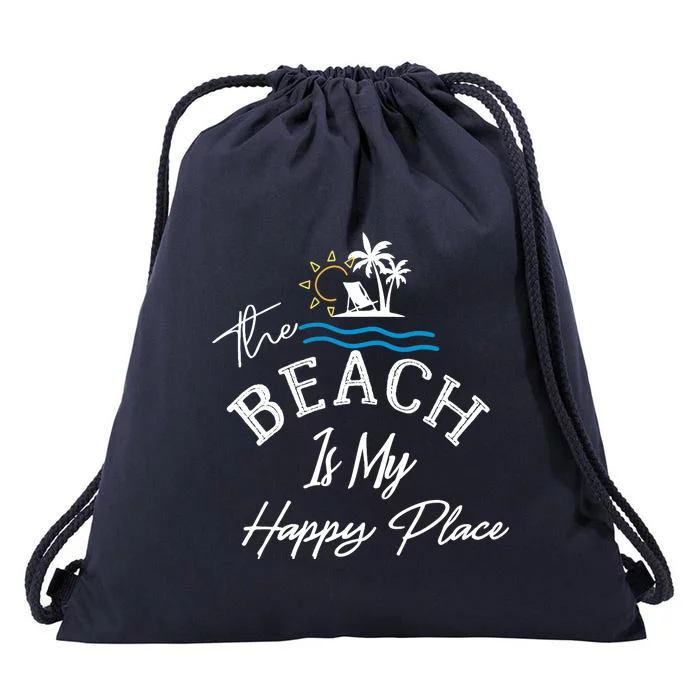 Beach The Beach is My Happy Place Beach Tank Top Drawstring Bag