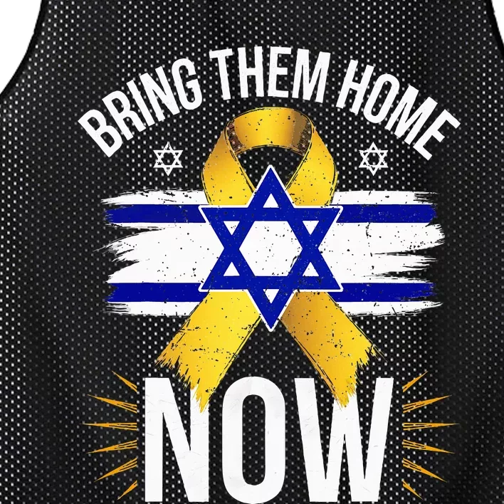 Bring Them Back Home Now Israel Flag Yellow Ribbon Mesh Reversible Basketball Jersey Tank