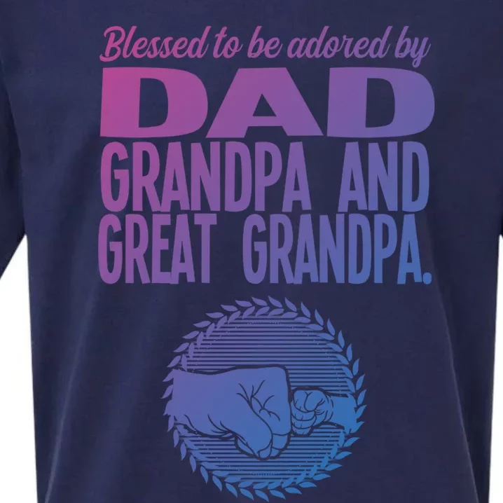 Blessed To Be Adored By Dad Grandpa Grandfather Gift Sueded Cloud Jersey T-Shirt