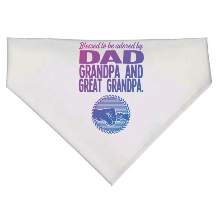 Blessed To Be Adored By Dad Grandpa Grandfather Gift USA-Made Doggie Bandana