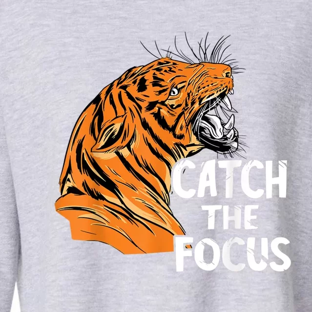 Bengal Tiger Catch The Focus Tiger Head Bengal Tiger Face Cropped Pullover Crew