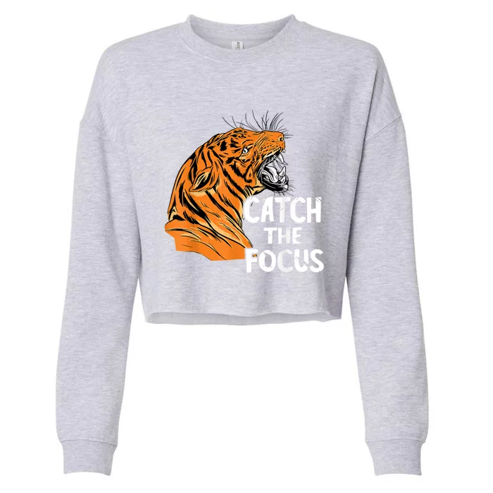 Bengal Tiger Catch The Focus Tiger Head Bengal Tiger Face Cropped Pullover Crew