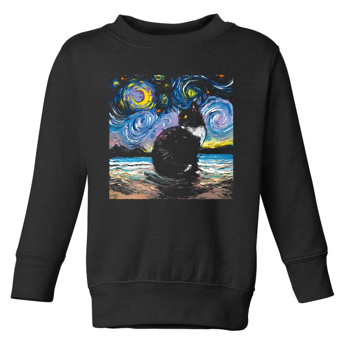 Black Tuxedo Cat Night 2 Toddler Sweatshirt