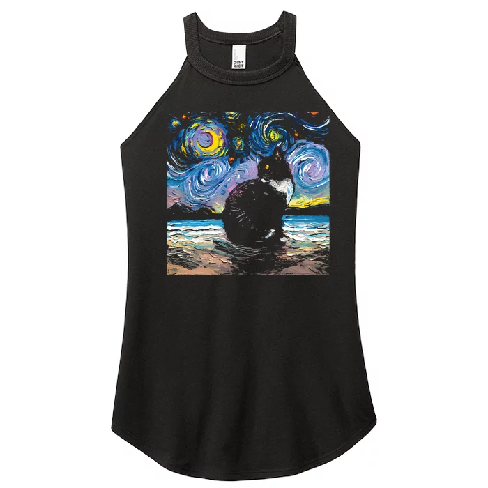 Black Tuxedo Cat Night 2 Women’s Perfect Tri Rocker Tank