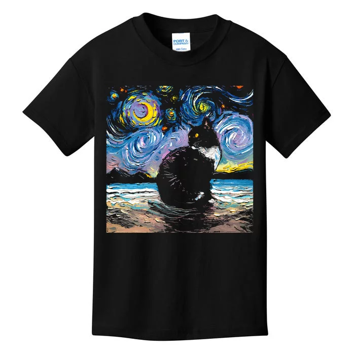 Black Tuxedo Cat Night 2 Kids T-Shirt