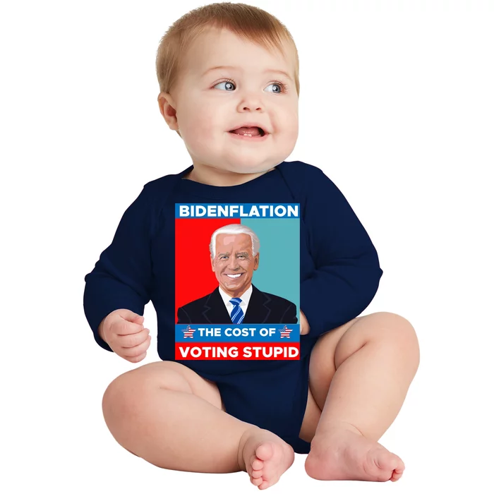 Bidenflation The Cost Of Voting Stupid Funny Joe Biden Baby Long Sleeve Bodysuit