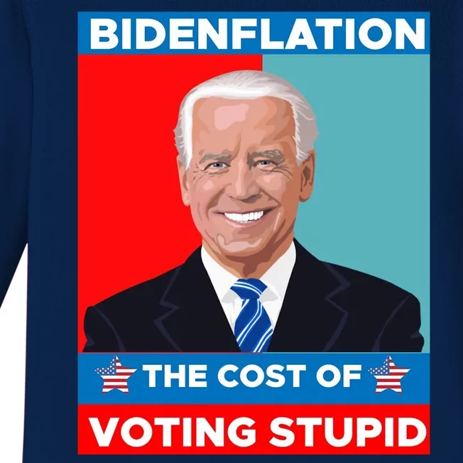 Bidenflation The Cost Of Voting Stupid Funny Joe Biden Baby Long Sleeve Bodysuit