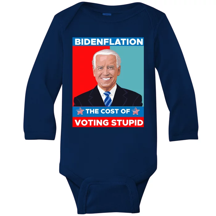 Bidenflation The Cost Of Voting Stupid Funny Joe Biden Baby Long Sleeve Bodysuit