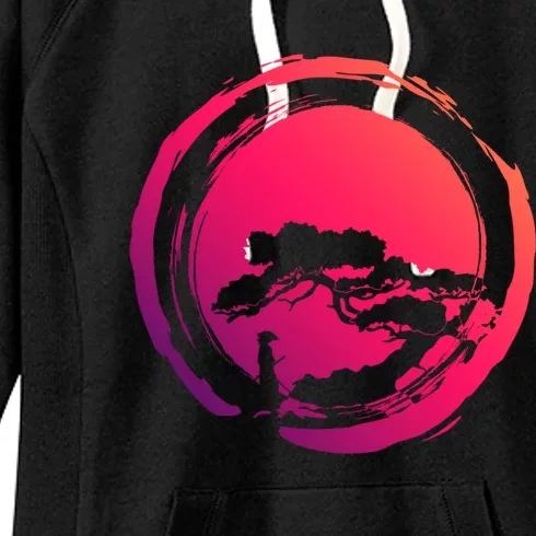 Bonsai Tree Circle Japanese Art Meditation Samurai Buddhist Gift Women's Fleece Hoodie