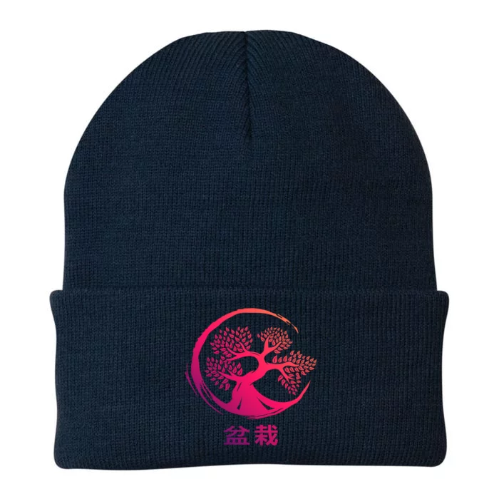 Bonsai Tree Circle Japanese Art Meditation Yoga Buddhist Funny Gift Knit Cap Winter Beanie