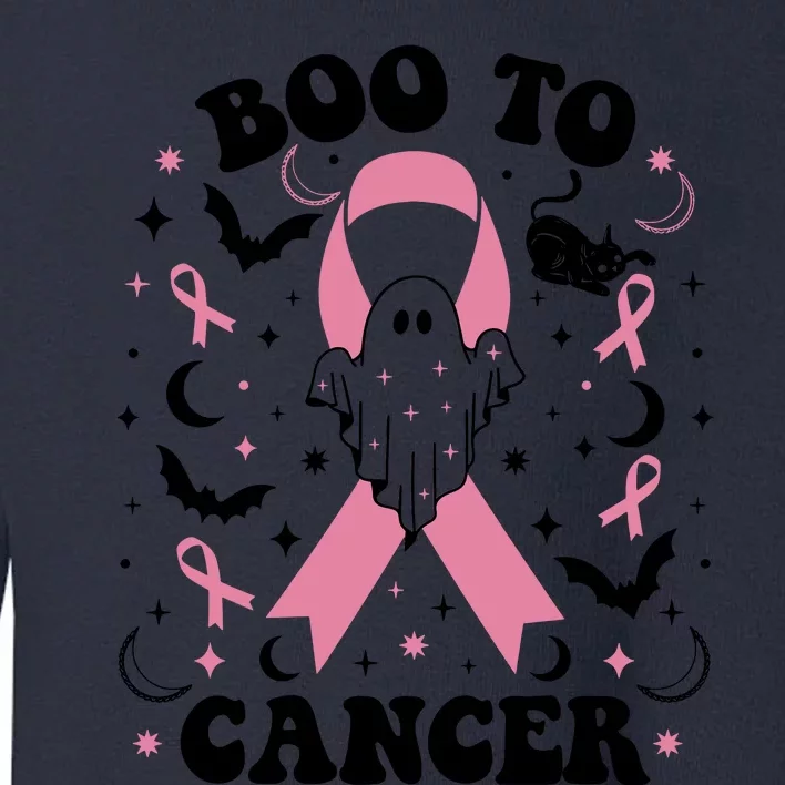 Boo To Cancer Ghost October Breast Cancer Awareness Month Halloween Toddler Sweatshirt