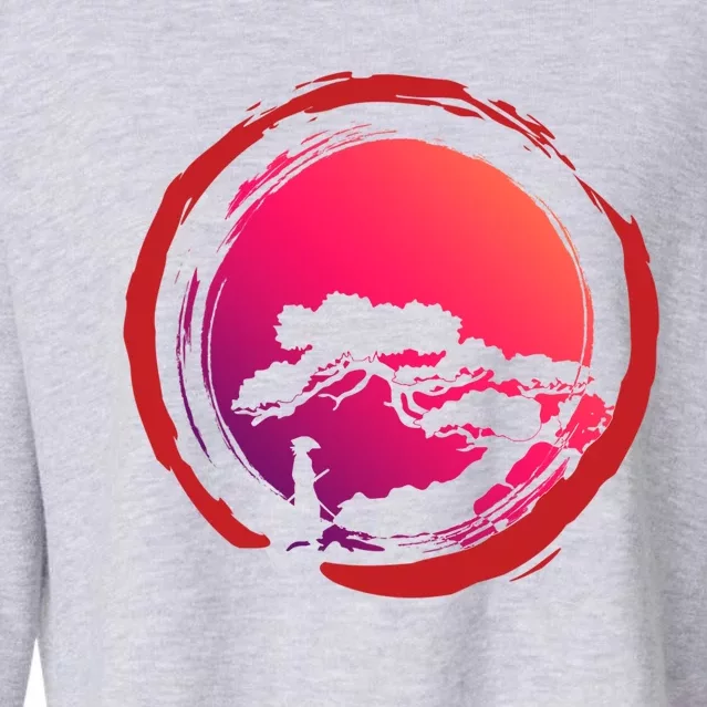 Bonsai Tree Circle Japanese Art Meditation Samurai Buddhist Great Gift Cropped Pullover Crew