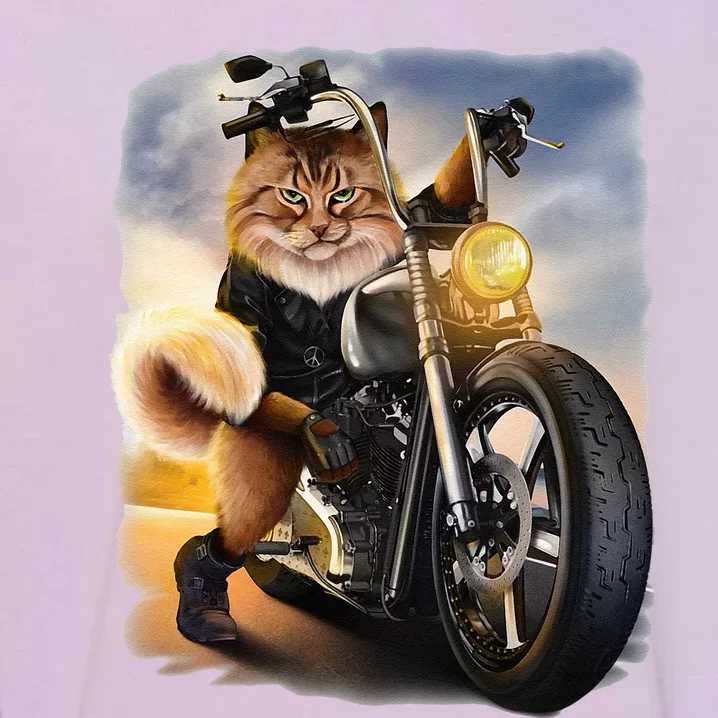 Biker Tabby Cat Riding Chopper Motorcycle Garment-Dyed Sweatshirt