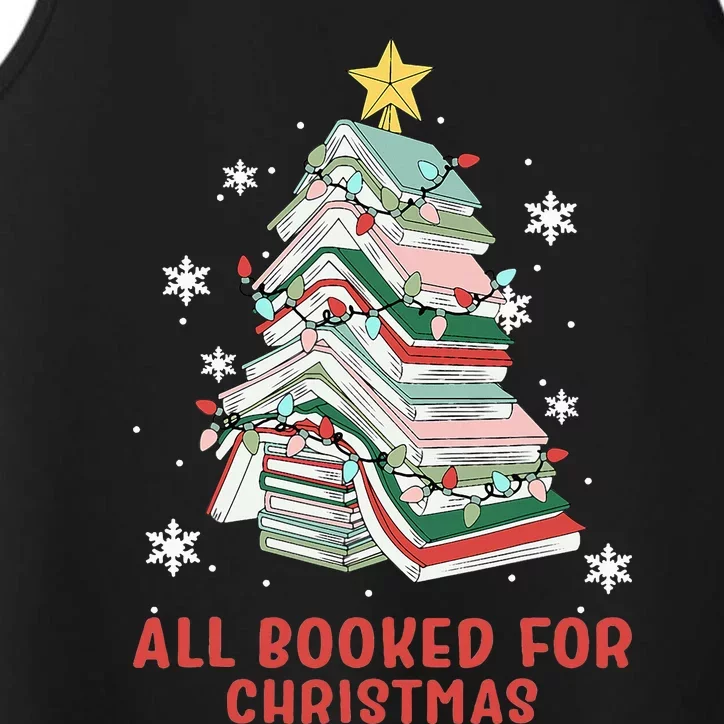 Book Tree Christmas Reading All Booked For Christmas Performance Tank