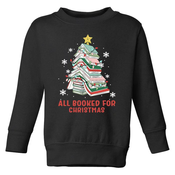 Book Tree Christmas Reading All Booked For Christmas Toddler Sweatshirt