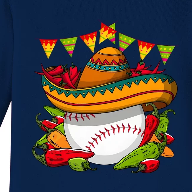 Baseball Team Cinco De Mayo Tacos And Baseball Baby Long Sleeve Bodysuit