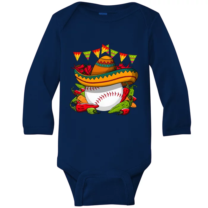 Baseball Team Cinco De Mayo Tacos And Baseball Baby Long Sleeve Bodysuit