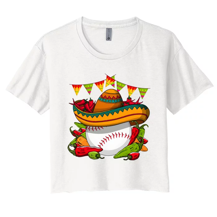 Baseball Team Cinco De Mayo Tacos And Baseball Women's Crop Top Tee